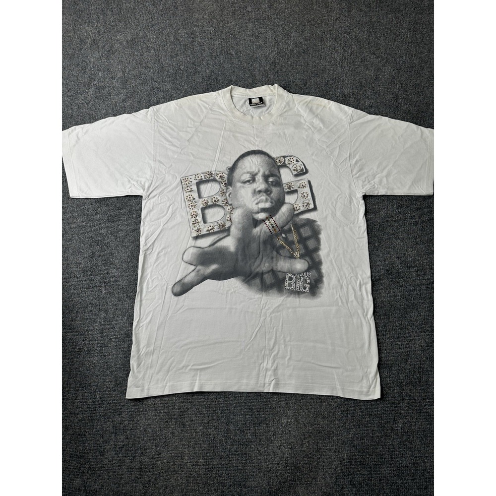 Mens Y2K The Notorious B.I.G. Biggie Smalls Rap Tee White, Size 2XL
